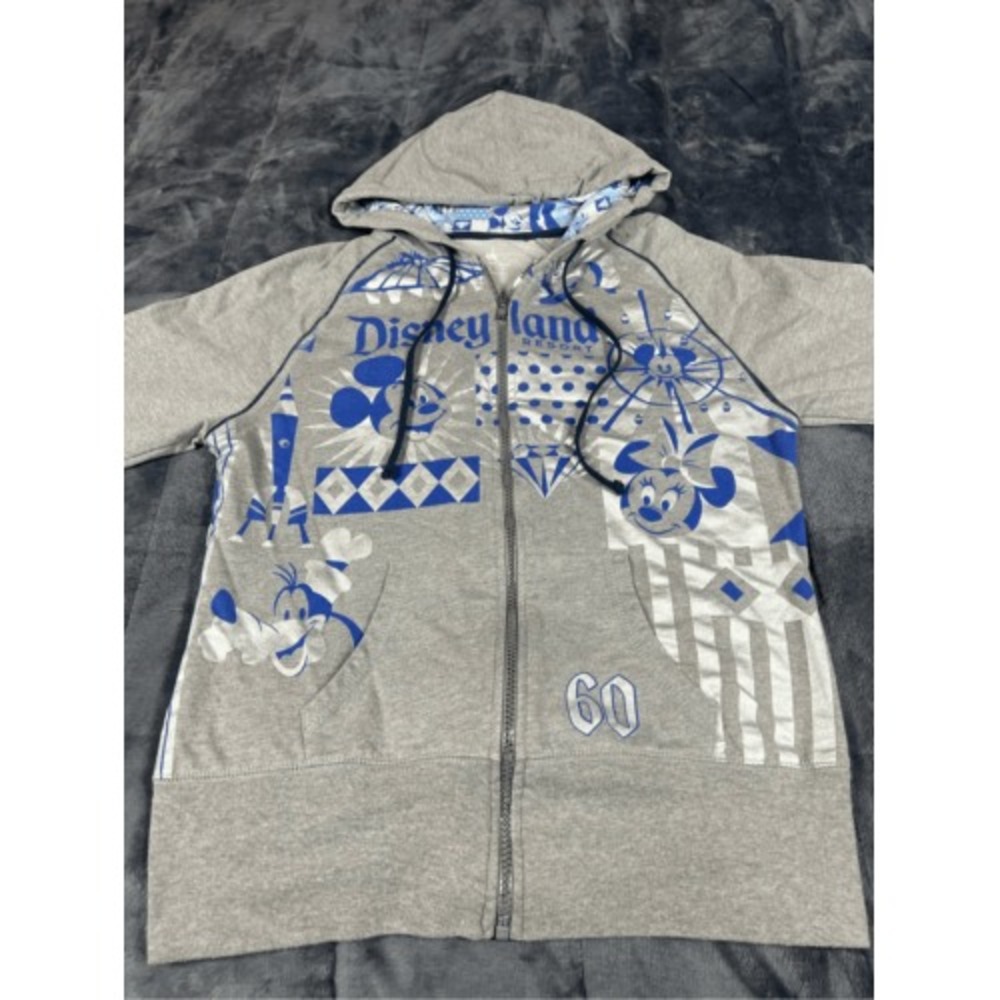 Disney full zip Grey Big  print Hooded Sweater size M‎